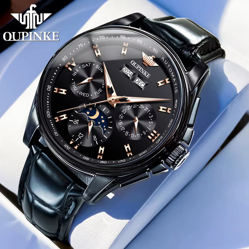 3189 Mens Watch Original Luxury Automatic Mechanical Watch Moon Phase Waterproof Luminous Mens Gifts Reloj Hombre