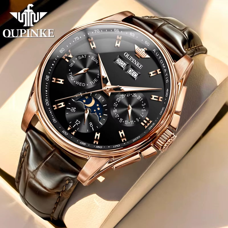 3189 Mens Watch Original Luxury Automatic Mechanical Watch Moon Phase Waterproof Luminous Mens Gifts Reloj Hombre