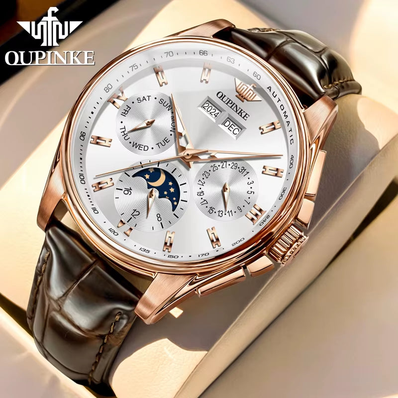 3189 Mens Watch Original Luxury Automatic Mechanical Watch Moon Phase Waterproof Luminous Mens Gifts Reloj Hombre