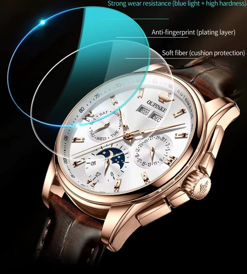 3189 Mens Watch Original Luxury Automatic Mechanical Watch Moon Phase Waterproof Luminous Mens Gifts Reloj Hombre