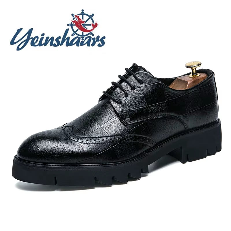 New Arrival Mens Casual Leather Shoes Thick Soled Formal Shoes Fashion Brogue Shoes Elegant Leisure Walk Oxford Male Shoes Adult