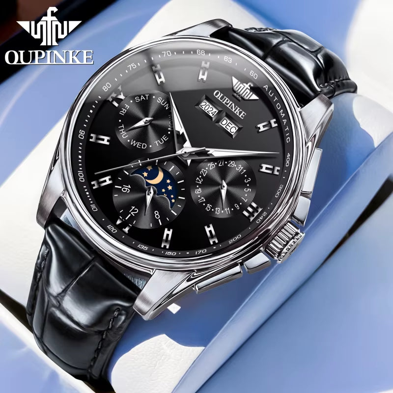 3189 Mens Watch Original Luxury Automatic Mechanical Watch Moon Phase Waterproof Luminous Mens Gifts Reloj Hombre