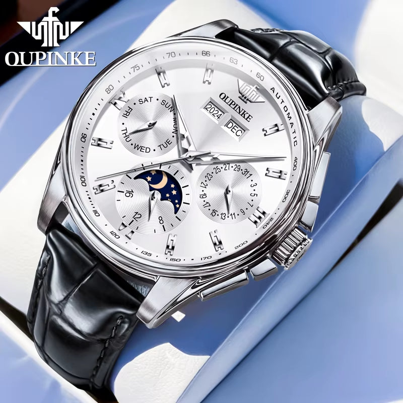 3189 Mens Watch Original Luxury Automatic Mechanical Watch Moon Phase Waterproof Luminous Mens Gifts Reloj Hombre