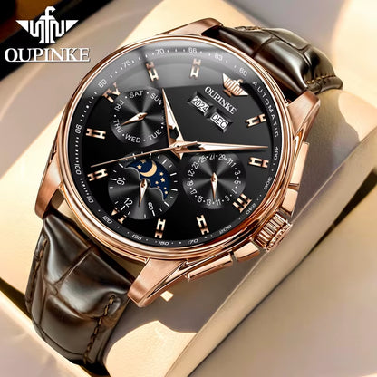 3189 Mens Watch Original Luxury Automatic Mechanical Watch Moon Phase Waterproof Luminous Mens Gifts Reloj Hombre