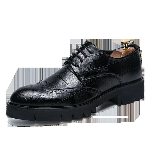 New Arrival Mens Casual Leather Shoes Thick Soled Formal Shoes Fashion Brogue Shoes Elegant Leisure Walk Oxford Male Shoes Adult