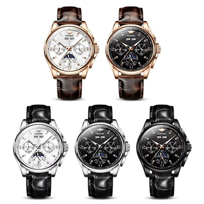 3189 Mens Watch Original Luxury Automatic Mechanical Watch Moon Phase Waterproof Luminous Mens Gifts Reloj Hombre