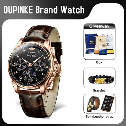 3189 Mens Watch Original Luxury Automatic Mechanical Watch Moon Phase Waterproof Luminous Mens Gifts Reloj Hombre
